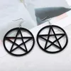 Dames Punk Acryl Big Star Dangle Oorbellen Gothic Zwart Grote Vijfpuntige Stars Ronde Drop Earring Fashion Statement Sieraden