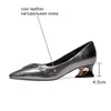 ALLBITEFO grande taille: 34-42 marque en cuir véritable talons hauts chaussures de bureau dames texture pierre talons épais chaussures de bureau dames 210611