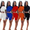 Bayan Kıyafetler İki Parçalı Set Eşofman Kadın Yaz Giysileri Şort Rahat Kısa Kollu Spor Spor Takım Satış KLW6221