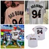 قمصان البيسبول MEN MAIMI BAD BANNY BASHIBALL Jersey White with Puerto Rico Flag Full Sitched Size Size S-3XL Top Quality