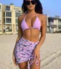 Женские купальные костюмы 2021 Yiiciovy Women Three-Peece Swimsuit Halter Bikini Sets Butterfly Print Design Design Summer Beach Suits