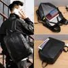 Homens de couro PU Backpack impermeável USB Levantamento de carregamento Laptop Black Back Bags Male Viagem Ao Ar Livre Viagem Casual Escola Bagpacks 210929