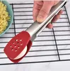 Silikon Tongs Matlagningsverktyg Värmebeständig Rostfritt Stål Mat Clip för BBQ Bak Köksredskap