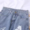 Motif de dessin animé imprimé Jeans femmes Y2K mode vêtements décontracté lâche Denim pantalon bleu jambe droite pantalons longs pour dames 210708