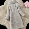 Luxe hiver fausse fourrure manteau femmes épais à manches longues veste mode femmes fausse fourrure col vêtements d'extérieur femmes chaud fausse fourrure manteau 211019