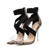 Sandalias de tacón fino, zapatos de mujer a la moda, piel de serpiente, puntiagudos, sexis, sólido alto, calidad, exteriores, zapatos de tacón alto sencillos