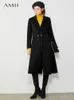 Manteau d'hiver minimalisme pour femmes 100% laine revers double face manteau de laine casual épais mollet longueur femme veste 12030256 210527