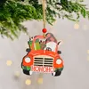 Pendentif de noël en bois peint coloré, voiture, ornements en forme de goutte de père noël pour la maison, jouets pour enfants, cadeau de noël w-01307