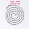 Gold Color Twisted Rope Chain Necklaces For Men Hip Hop Rapper 3MM Stainless Steel Chain Choker Minimalist Necklace Jewelry C022