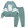 MUDIPANDA Çocuklar Spor Giysileri Sonbahar Kız Giyim Eşofman Çocuk Çizgili Ceket + Pantolon 2 adet Genç Erkek Kostüm 211224
