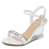 Dress Shoes Diamond Versatile Wedge Heel Sandals Women's Summer 2023 Sexy Crystal Transparent High