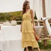 Casual jurken zomer bohemia bloemen print lange slip sundress vrouwen hoge taille wrap camisole sexy elegante strand party tuniek maxi jurk vesti
