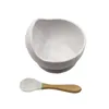 2021 Baby Silicone Bowl Spoon Maternal Spädbarn Foder Bestick Sugkopp Komplementär Mat Bowl Drop Proof Silicone Bowl Set B124