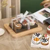 ギフトラップ10ピースプラスチックカップケーキボックスと包装ケーキデザートコンテナ2/4/6結婚式のためのホルダークッキーマフィン紙