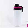 600 ml Sublimation Aluminiumrohlinge Wasserflaschen Hitzebeständiger Wasserkocher Sportbecher Weiße Abdeckbecher mit Griff Seeversand EWA5160