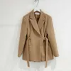 [EWQ] Мода осенние минимализм женщины пиджаки и куртки рабочие офис Леди костюм тонкий бизнес сплошное цветное пальто хаки шик 210930