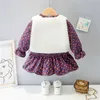 0-4 años vestido de niña de invierno moda espesar cálido arco floral niño niños niño bebé princesa vestidos 210615