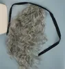 ロンググレーの輝きポニーテールヘアピースの女性のヘアエクステンション変態巻き毛ポニーテール塩とコショウ120g