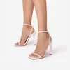 Sandaler Carollabelly Tre Straps High Heels Basic Strappy Heeled Dress Shoes Rose Gold Leather Glänsande Blå Slim Platform