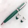 Högkvalitativ manschettsmycken Fashion Present Pen Pen Promotion Ballpoint Pennor med ett par Crystal Men Frensh Cufflink2268858