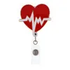 Llaveros médicos con forma de corazón, soporte de identificación retráctil con diamantes de imitación para accesorios de nombre de enfermera, carrete de insignia con Clip de cocodrilo 273A