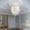 Avrupa tavan ışıkları benzersiz tarzı el üfleme cam aydınlatma süt beyaz lüks avize led ampuller ile 110 V 240 V özel 80 veya 110 cm