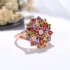 Anneaux De Mariage Loredana À La Mode Lumière Luxueux Rangée Droite Densément Incrusté Rond Fleurs Épanouies Zircon Coloré Pour Femme Edwi22