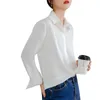 OL Bureau Blouse Femelle Plus Taille Chemises À Manches Longues Blouses Femmes Vert Simple Boutonnage Tops Blusas Mujer Blanc 210601