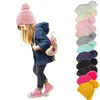 Kids Knitted Hat Braid Hair Ball Wool Caps Winter Cable Knit Slouchy Crochet Outdoor Warm Cap 11 Colors Knitted hats