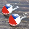 Hook Earrings South American Countries National Flag Pattern Glass Cabochon Hook Earrings Women Flag Jewelry for Travel Gifts Q0709