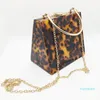 2022-вечерние сумки женщины кошелек роскошный акриловый кошелек сцепления старинные леопардовые янтарные печать цепи плечо через плечо сумка для пробной сумки