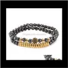 Perles, brins bijoux2pcs / set couple 8mm CZ Ball Charms Bracelets pour femmes Hématite Perles Bracelet Hommes Bijoux Pseras Drop Livraison 2021