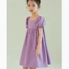 ドレス夏のパフスリーブ紫色の子供服女の子服子供の赤ちゃん女の子210528