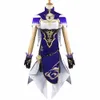 Anime Game Genshin Impact Lisa Witch of Purple Rose Cosplay Costume Bibliotekarz Sexy Halloween Party Sukienka Y0903