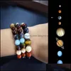 Bracelets Jewelry Eight Planets Bead Bracelet Men Women Natural Stone Universe Yoga Chakra Bangle Couple Sweet Romance Good Match Beaded, St