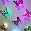 LED 3D papillon Stickers muraux veilleuse lampe brillant décalcomanies autocollant maison décoration maison fête bureau décor