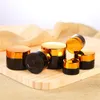 5g 10g 15g 20g 30g 50g Amber Glass Jar Empty Refillable Cream Bottle Cosmetic Makeup Storage Container with Gold Silver Black Lid and Inner Liners