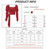 Sexy Crop Top Backless Pois Camicie Donna Lace Up Rosso Scollo a V Manica a sbuffo Tessuto Camicetta da donna Autunno Estate Streetwear 210225