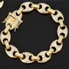 13MM 20CM Gold Plated Coffee Beans Link Chain Bracelets New Fashion Iced Out Rhinestoned Chains Wristband for Men HIP Hop Jewelry Accessories Gifts for Boyfriend