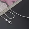 Collares de cadena de serpiente chapados en plata de ley 925 para mujer, cierres de langosta, cadena lisa, joyería llamativa, tamaño 1mm, 16, 18, 20, 22, 24 pulgadas