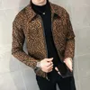 Mäns Jackor Casual Mens Bomber Män 2021 Höst Leopard Print Zipper Jacket Flow Loose Coat Chaqueta Hombre1