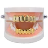 Men's Hip Hop TeethGrillz Fang Top Bottom teeth Grillzs Set Hollow Teeth Grillz Rapper Jewelry Gold Black Rose