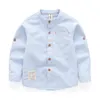 Camicia con colletto per neonato Camicia per bambini britannici in cotone solido Nuova camicetta scolastica a maniche lunghe Abbigliamento per bambini Camicie bianche per bambini piccoli 210306