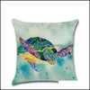 Cushion/Decorative Pillow Home Textiles & Garden Marine Biology Sea Turtle Shell Seahorse Print Linen Cushion Er 45X45Cm Case Decorative Pil