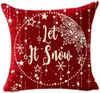 Housse de coussin de noël avec lettres rouges, taie d'oreiller imprimée en forme d'élan, taie d'oreiller en lin, vente en gros transfrontalière amazon, marque lgo personnalisée