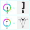 Lighting 10 Inch Rgb Ring Light 16 Rgb Colors Selfiestick Tripod with Remote Shutter Tripode Con Aro De Luz for Youtube Stream Lam6919056
