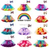 في الأسهم 11 ألوان Baby Girls Tutu Dress Candy Rainbow Color Babies التنانير مع مجموعات عقال الأطفال.