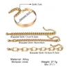 Bracelet VKME 4 pièces Punk Curb Kubanischen Kette Set pour Femme Miami Boho Dicken Gold Farbe Charme Armbnder Armreifen Mode schmuc7500281