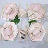 Disposable Dinnerware Rose Gold Party Tableware Champagne Cup Plate Straws 1st Birthday Wedding Decor Kids Baby Shower Supplies
