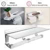 Toiletpapier houders houder, wandmontage dubbele rolls rolhouder met plank voor toilet, badkamer - ruimte aluminium